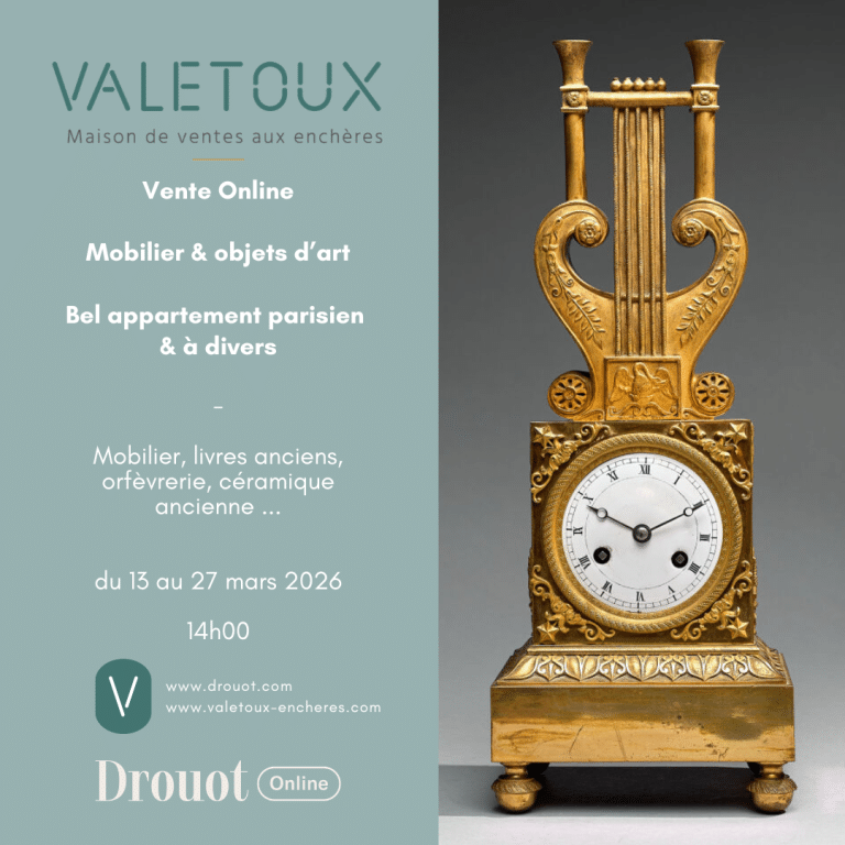 Vente Online Mobilier & objets d'art - bel appartement parisien & à divers, du 13/03 au 27/03/2026 - 14h